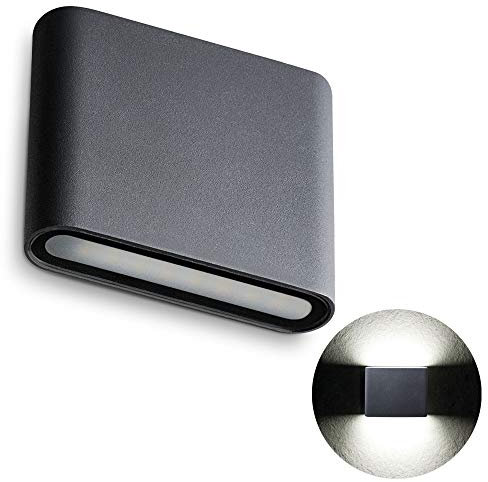 SSC-LUXon TWEE Wandleuchte Aussen Up Down IP54 mit 8W neutralweiß 230V - moderne zweiflammige Aufbau Wandlampe in anthrazit