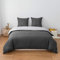 MOHAP 4 Pièces Housse de Couette Réversible 220x240 cm + Drap Housse 160x200cm avec Taie d'oreiller 65x65 cm Gris Foncé + Gris Clair Parure de Lit Bicolore Fermeture Éclair