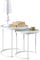 IDIMEX Lot de 2 Tables d'appoint LEYRE Tables Basses de Salon gigognes, Tables à café, Bouts de canapé Design Industriel, Plateau Rond en Verre trempé Blanc Cadre en métal Blanc
