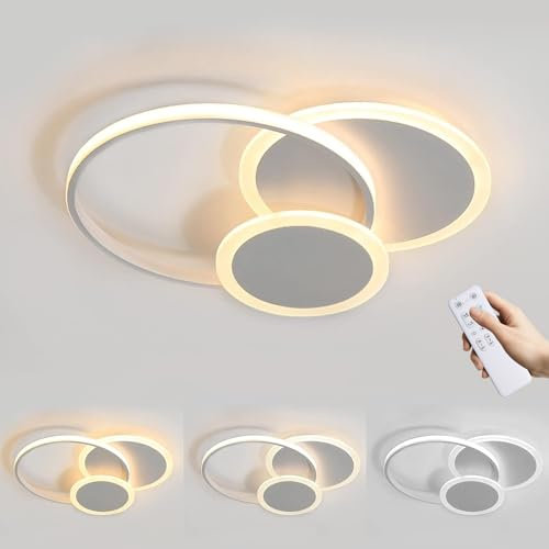 MOUNM led deckenleuchte dimmbar 3000K - 6000K, wohnzimmer lampe decke mit Fernbedienung 52 * 44cm 40W, deckenlampe für Schlafzimmer, Küchen, Flure, Balkone, Haustüren, Kinderzimmer
