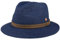 Mayser Mathis Raffiahut mit UV-Schutz Strohhut Sommerhut Sonnenhut Strandhut Damen/Herren - Made in The EU Lederband Frühling-Sommer Sommer - 59 cm dunkelblau