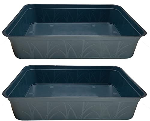KRONLY Lot de 2 Bacs à Plantes Stables Sans Trous de Fond 38 x 28 x 8 cm - Rangement pour Plantes, Jardin, Culture