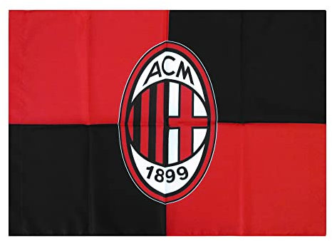 Bandiera Milan Ufficiale Rosso Nera Motivo a Scacchi Poliestere Prodotto su Licenza ( Misura Grande - 140x100 )