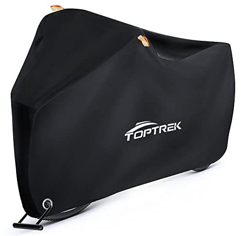 Toptrek Bike Cover, Bike Covers for Outside Storage, 210T Outdoor Waterproof Bicycle Cover with Lock Holes, Anti Rain UV Bike Covers with Storage Bag for Mountain Bike, Road Bike, E-bike(Black)