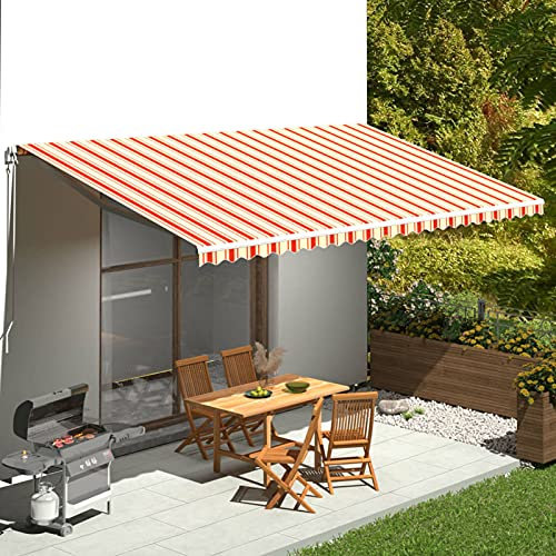 Mogou Markisenbespannung, Bespannung Fur Markise, Bespannung Balkon, Sonnenschutz Bespannung, Ersatzbespannung, Gelb und Orange 6x3,5 m