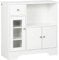HOMCOM Aparador Blanco Aparador de Cocina Moderno con Puerta de Vidrio Cajón Estante Abierto y Baldas Ajustables Mueble Auxiliar de Almacenaje para Comedor Salón 80x30x82 cm Blanco