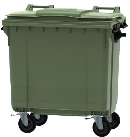 ESE Poubelle Conteneur à déchets 770L Vert + Couvercle vert