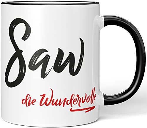 JUNIWORDS Tasse, Saw, die Wundervolle, Schwarz (5292886)