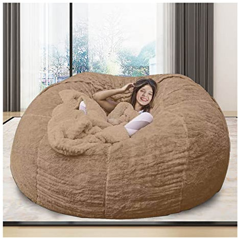 Große Sitzsack-Stuhlabdeckung nur ohne Füllung, Sitzsack-Hülle, Plüsch, gemütlich, waschbar, weicher Baumwoll-Leinen-Sack, Stofftier-Aufbewahrungs-Sitzsack