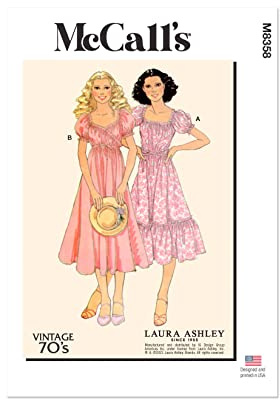 MCCALLS M8358A5 Misses' Vintage Wrap Dress by Laura Ashley A5(6-8-10-12-14)