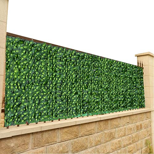 Veeteah Pantalla para valla de hiedra artificial, rollos de pantalla de hiedra sintética ecológica, cobertura de privacidad, protección UV, telón de fondo de la naturaleza, decoración de pared para
