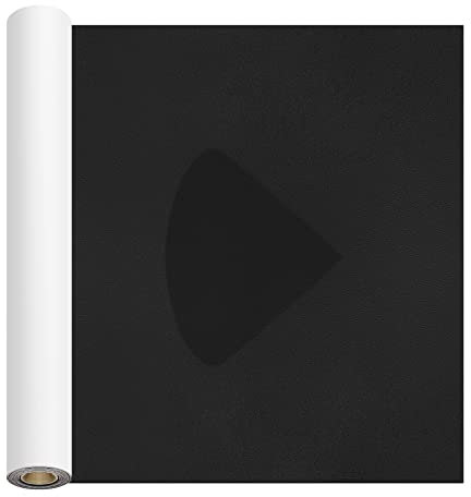 Film Autocollant en Cuir Synthétique Imitation Daim - Premium Microfibre Tissu Extensible Film - Pour Intérieur de Voiture, Rembourrage, Tiroir à Bijoux, Noir, 60 X 300 cm