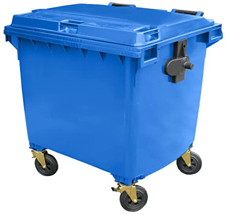 BritishBins Blue 1100 ltr 4 Wheel Wheelie Bin - Large Size 4-Wheel Wheelie Bin - Tough & Durable - For All Your Outdoor Rubbish & Recycling - EN840 Certified & Tested