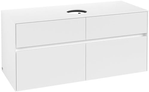 Villeroy & Boch Collaro Waschbeckenunterschrank 1200x548x500 mm, 4 Auszüge, für Waschbecken mittig, C04100, Farbe: Front/Korpus: White Matt, Griff: White Matt