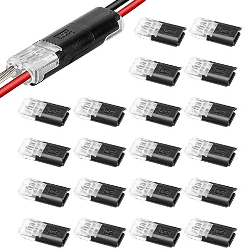 Connettori Bassa Tensione,20 Pezzi Connettori per Cavi A 2 Poli,Connettori Elettrici Rapidi per 18-22AWG Connettore per Cavi Collegabile a 2 pin,Connettore per Auto Camion Kayak Barche