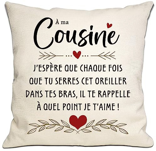 Bommex Cadeau de cousine pour Femme J'espère Que Chaque Fois Que tu serres cet Oreiller, il Te rappelle à Quel Point Je t'aime Housse de Coussin Cousin Cadeau d'anniversaire Cadeau de Noël(cousine)