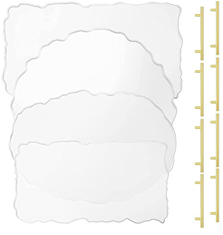 Povxlum Resin Tray Molds Silicone Tray Mold Irregular Casting Epoxy Molds with Gold Handles for DIY Crafts