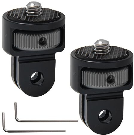 Pilikoll 2 Pcs Camera Mount Adapter 360° Adjustment Aluminum 1/4 Tripod Adapter camera mount Camera Mount Accessories Tripod adapter mount Compatible with GoPro, Xiaomi, SJ4000 and Action Cameras