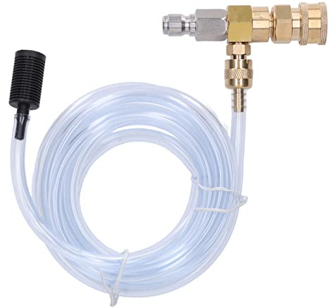 SYH&AQYE Kit Iniettore Chimico per Idropulitrice Ad Alta Pressione, Dispenser di Sapone Regolabile da 5000 PSI con Tubo da 9,8 Piedi, Connessione Rapida da 3/8 Pollici per Idropulitrice