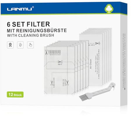LANMU 6 Stk. Motorschutzfilter und 6 Stk. Abluftfilter mit Reinigungsbürste Filter Set kompatibel mit Miele Complete C1/2/3, Compact C1/2, Classic C1, Dynamic U1, S200-S899, S2000-S8999 (12er-Set)