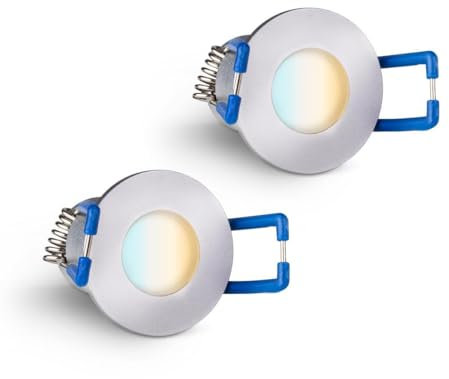 LongLife LED 2er Set Einbaustrahler Mini 3W CCT 2700K-6500K 2700K silber IP65 Dimmbare Strahler für Terrassenüberdachung, Carports, Dachüberständen