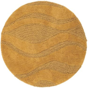 RugVista Badematte Breeze, ∅ 90 cm, Rund, Mittelflor, Anti-Rutsch, Moderner Badteppich, Maschinenwaschbar bis 30°C, 100% Baumwolle, Gelb