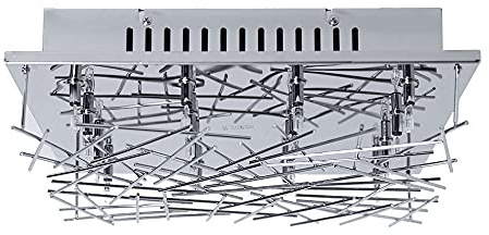 Deckenleuchte Wohnzimmerlampe Deckenlampe Stäbe Designlampe chrom, Metall, Fassungen 16x G4, LxB 37x37
