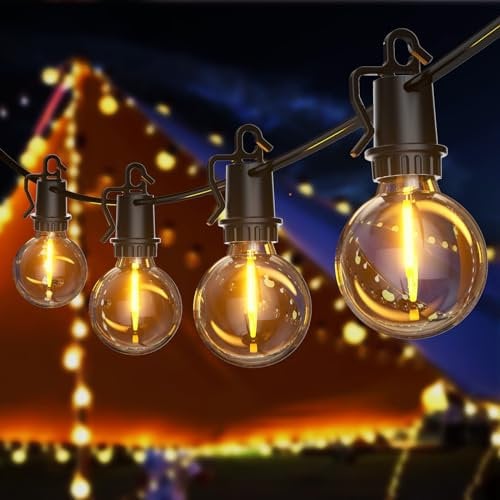 FIFlying Lichterkette Außen Strom - LED Outdoor Lichterkette Glühbirnen Außen Innen Strom mit Stecker, 20,1M 66Ft 30+2 Warmweiße IP54 G40 Glühbirnen Plastik für Balkon Party Camping Garten Hochzeit Te