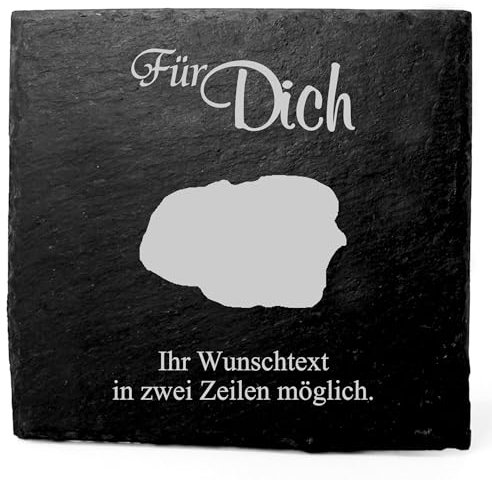 Deko Schiefer Untersetzer personalisiert Insel Föhr - Für Dich - 11x11cm Schwarz Bierdeckel Tischdeko Bieruntersetzer Weinuntersetzer