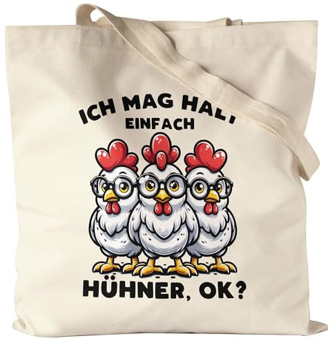 Hey!Print Ich mag halt einfach Hühner, ok? Witzige Hühner Jutebeutel - Bauer Landwirtschaft Geschenk