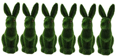 ABOOFAN 6 STK Beflockungssimulationskaninchen Ostern-Gras-Kaninchen-Statue Fensterschaum Kunstrasen Hase Tischdekoration Klein Frühlingsdeko Für Zu Hause Kind Esstisch Plastik Geschenk