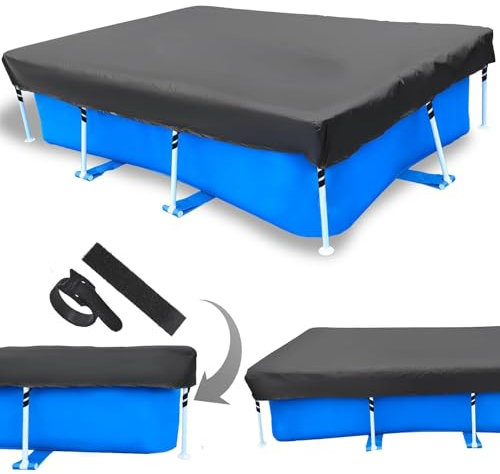 Poolabdeckung Rechteckig 400 x 210 cm Schwimmbad Abdeckung Rechteck Schwimmbad Abdeckungen Sommer & Winter Solar mit Schnüre über Dem Boden Haltbare Heavy-Duty-Staubdicht Regendicht.
