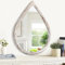 FEUFOAM Bauernhaus Wandspiegel Drop Shaped Mirror mit Holz gerahmt Wandspiegel Vintage Dekor für Schlafzimmer Wohnzimmer Bad Eingang 50 x 40 cm