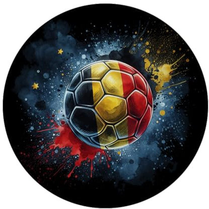 Fußball Belgien Flagge Magnet rund Belgien EM 2024 Roter Ball mit gelb-schwarzer Flagge Sport Fanartikel Starker Magnet für Fußballfans