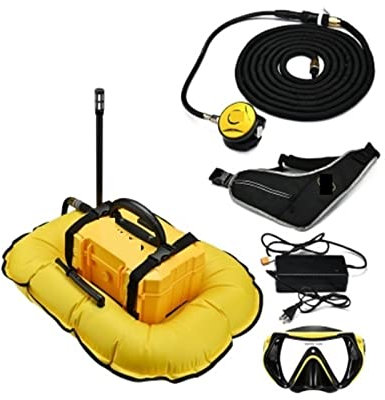 Tauchausrüstung, Tauchventilator, Intelligentes Subversion-Upgrade, Tauchausrüstung, Atemschutzmaske, Sauerstoff, Angeln, Künstliche Fischkiemen (Color : D4000Yellow, Size : Medium)
