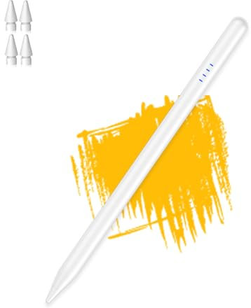 Stylus Stift für iPad 9th&10th (2018–2024)-TypeC Fast Aufladung Magnetic Tablet Stift mit Palm Rejection& Tilt Sensitive, Pencil für iPad 6/7/8/9/10,Pad Air 3/4/5,Pad Mini 5/6, Pad Pro 11/12.9-Weiß