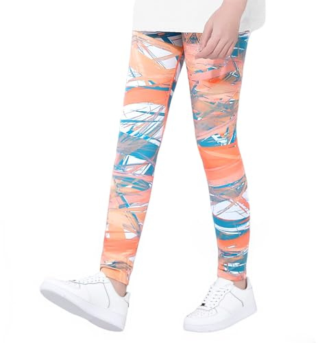 FILOWA Leggings Mädchen Hohe Taille Elastisch Sportleggings, Gr.116-164 | Marmor-Print Lang Sporthose, Kinder Gymnastikhose, Weich Turnhose, Teenager Yoga Hosen für Schule Fitness Sport Activewear
