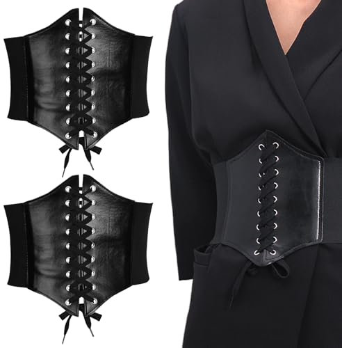 SZSMW Paquet de 2bustiers et Corsets Femme - Corset Noir - Ceinture Corsetparfait Pour un Usage Quotidien,Les FêTes CostuméEs,Le Cosplay, Les Cadeaux de Vacances,Adapté à Toutes Les Occasions