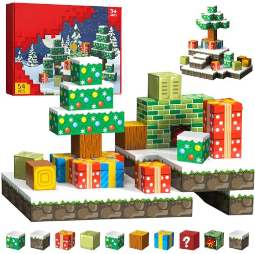 Weihnachten Magnetische Bausteine, Interessantes Montessori Kreative Set, Geburtstagsgeschenke für Kinder und Erwachsene oder Spielefans, Outdoor-Blockspielzeug für Jungen, Mädchen und Kleinkinder