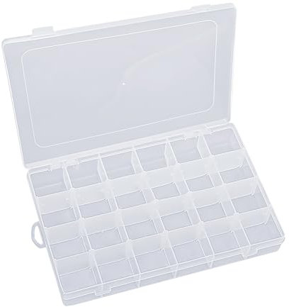 24 Grids Extra Large Plastic Craft Storage Box, Plastic Container Bead Storage Box with Removable Grids Compartments for Earring Jewelry Seed and Small Parts DIY Art Crafts Jewelry Fishing Organize
