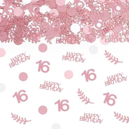 TUZELIYA Konfetti 16 Geburtstag Deko Roségold,200 Stück Tischdeko Deko 16 Geburtstag Frau Mann,16. Geburtstag Deko Konfetti,16.ter Streudeko Geburtstag Konfetti Frauen Männer