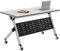 Faltbarer Besprechungstisch mit feststellbaren Rädern für Heimbüro, rechteckiger Gaming-Laptop-Schreibtisch mit Flip-Top-Design, mobiler Trainings- und Arbeitsplatz-Schreibtisch (weiß, 160 x 61 x 76,2