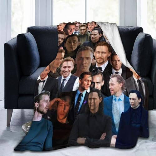 zekiooofkwo To-m Hiddleston Collage-Decke, weiche Kunst-Flanell-Überwurfdecke für Wohnzimmer, Zuhause, Sofa, Bett, Camping, 203 x 152 cm