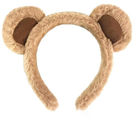 Bären Ohren Haarreif, Bärenohren Stirnband Party Kopfbedeckung, Süße Bär Ohren Gefüllte Haarreifen, Streifenhörnchen Kostüm Kinder Damen Zubehör Tier Haarschmuck für Karneval Halloween Motto Party