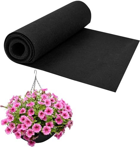 30x200cm/12x80Inch Felt Planter Liner Roll Non Woven Fabric Plant Liner Sheets Black Hanging Basket Liner Roll Coco Liners Roll Alternative Easy to Cut for Garden Flower Pot Window Box Animal Pet Mat