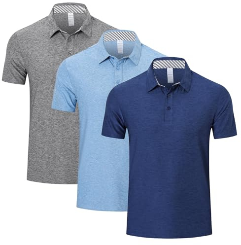 Cimic Polo Shirts for Men Adult Short Sleeve Golf Polo T Shirts Mens 3 Pack Work Casual Gym Tennis Workout Breathable Quick Dry Tops（P8010-BBN-M）