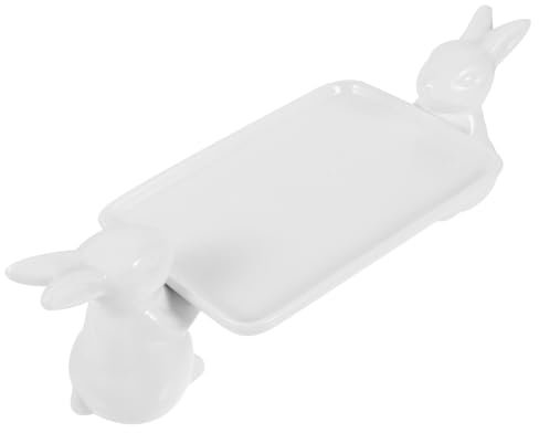 Easter Bunny Cake Stand Ceramic Rabbit Cupcake Stand for Party Wedding Decoration White Bunny Cake Plate for Easter Celebration