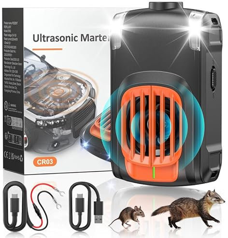HOPPE'S Anti Martre Voiture, Répulsif Anti Fouines Ultrason, Repulsif Fouine pour Voiture, Répulseur d'animaux pour Voiture, avec LED, 1PC