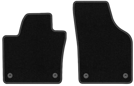 Velours-Fußmatten vorne passend für SEAT Alhambra II 2010-, Schwarz, Basic | passend für Minivan; dünner Velours-Teppich (Polypropylen), ca. 4 mm; rutschfest, runde Befestigungen (Typ AV2)