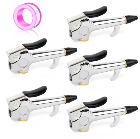 MEANLIN MEASURE Lever Type Blow Gun With Rubber Tip Safety Nozzle 1/4 Heavy Duty For Air Compressor Home Garage Store Industrial 5 PCS
